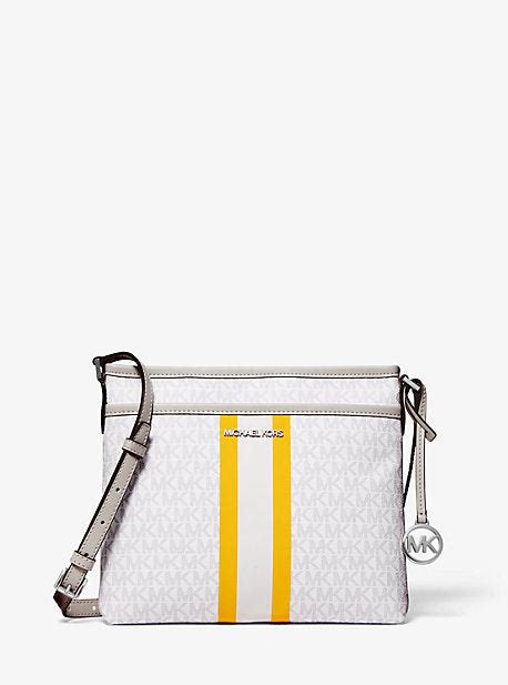 michael michael kors bedford small logo stripe crossbody bag|bedford legacy Michael Kors bag.